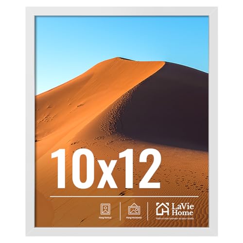 LaVie Home 10x12 Picture Frame for Wall Display, 10x12 White Picture Frame with HD Plexiglas, 10 x 12 Poster Frame 1 Pack, Display Frame for Vertical or Horizontal, Classic Collection
