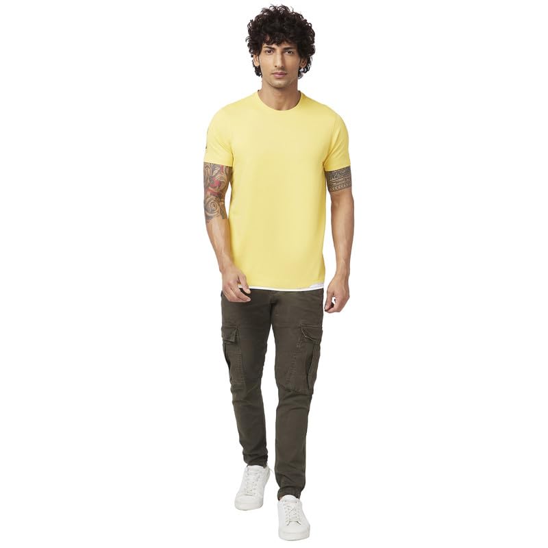 Image of Spykar Men's Slim Fit Round Neck Half Sleeve Solid Casual T-Shirt