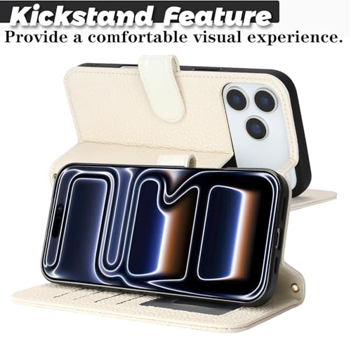 Coque iPhone 17 Pro Max étui portefeuille cuir beige pour vos déplacements - 7