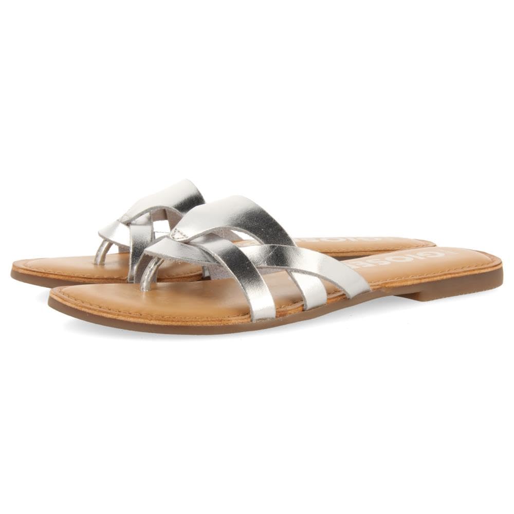 GIOSEPPO Cayuse Women's Leather Sandals, metallic silver, 4 UK