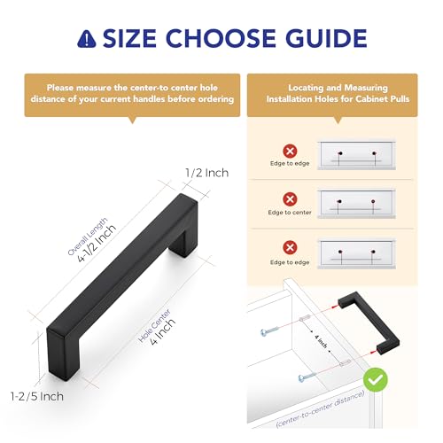 Image of Ravinte 30 Pack 4 Inch Kitchen Square Cabinet Handles Matte Black Pulls Black Drawer Pulls Kitchen Cabinet Hardware for Cupboard Drawer Handles