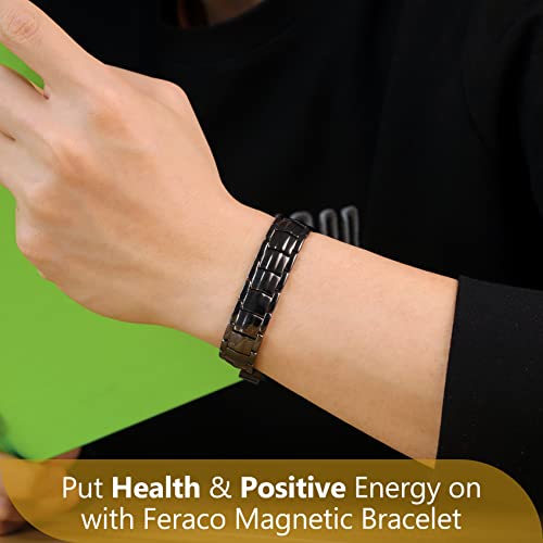 Feraco Copper Bracelet for Men 4 Elements Magnetic Bracelets Elegant 99.99% Solid Copper Jewelry with Magnets