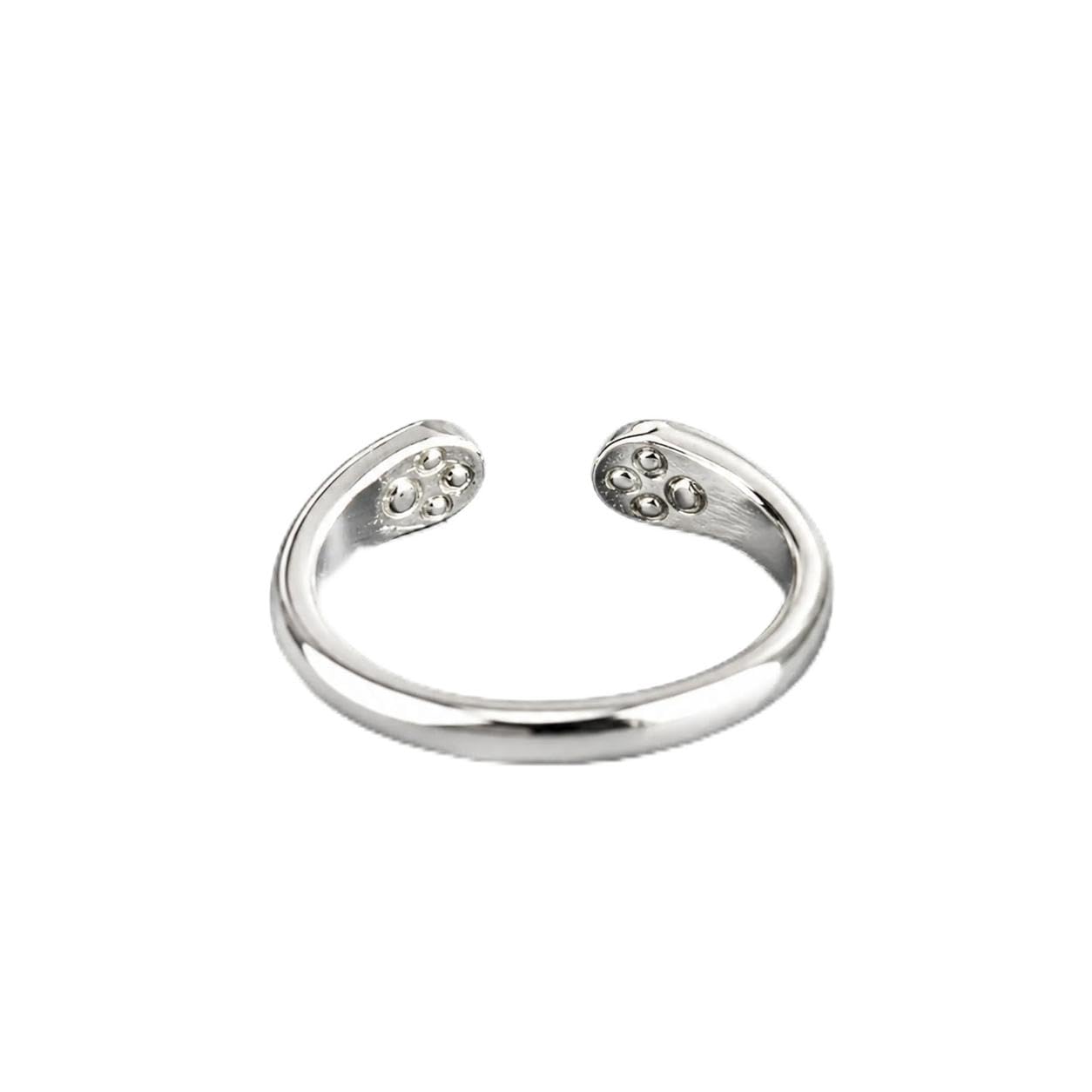 Adjustable Cat Paw Print Ring Open Band for Women Girls, Silver-image-19