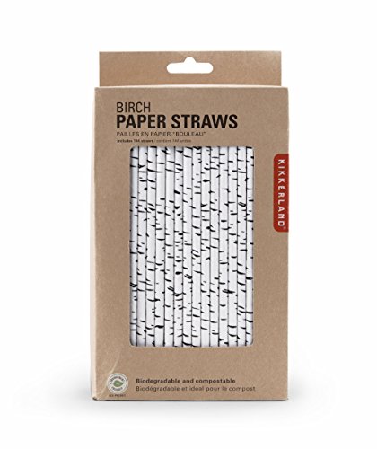Kikkerland Biodegradable Paper Straws, Birch #TOP2
