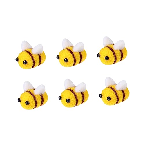 SUPVOX Plush Wool Felt Bee Decorations 6pcs Set Craft Supplies for Home Decorations