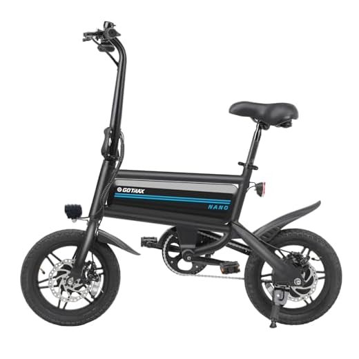 Gotrax Nano 14" Folding Electric Bike, Max Range 25Miles(Pedal-Assist) & Max Speed 15.5Mph, Power by 350W Motor, Adjustable Seat & Dual Fenders, Commuter Electric Bicycle for Adults/Teens Black