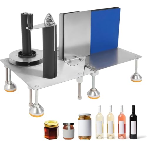 Applicateur manuel pour bouteilles rondes, carrées, polygonales, largeur d'étiquette jusqu'à 20 cm, hauteur maximale de la bouteille 22 cm, idéal pour un usage domestique ou professionnel