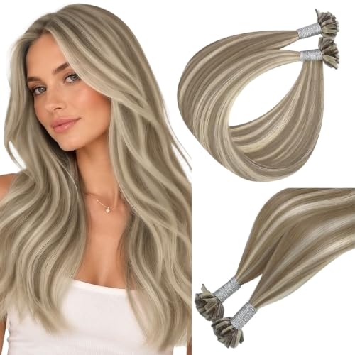 Easyouth U Tip Hair Extensions Highlight Brown, Hot Fusion Keratin