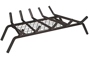 Rocky Mountain Radar Fireplace Grate with Ember Retainer - 1/2 inches Heavy Duty Cast Iron