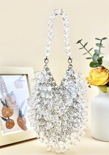 Rungion Womens Acrylic Metal Sequins Purses Handmade Woven Small Shiny Y2k Shoulder Bags Evening Party Handbags Clutch3