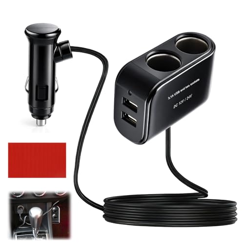 Enchufe Mechero Coche 12V/24V Adaptador Encendedor Cigarrillos 3.1A con Toma Múltiple Cargador Coche 2 Puertos para Camión Autocaravana-Divisor Corriente Coche Vehicular Universal