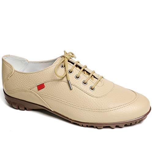 Marc Joseph New York Women's Made In Brazil Luxury Lightweight Performance Golf Shoe, Beige Tumbled Leather/Natural Sole, 5.5 M Us #TOP11