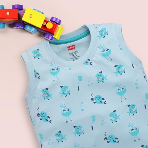 Image of LuvLap Baby Boys Regular Fit 100% Cotton Sleeveless Boys T-Shirt & Shorts Set Pack of 3