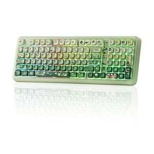 KiiBoom Phantom98 Lite 96% Kabellose Mechanische Gaming-Tastatur, VIA-Programmierbar, Cremefarbene Tastatur mit Dichtung, 8000-mAh-Akku, Hot-Swap, RGB, NKRO für Win/Mac (Grün, Mochi Schalter)