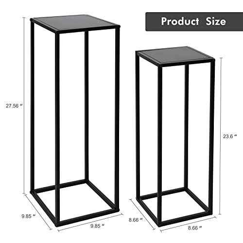 Lanpu Tall Pedestal Metal Plant Stands, Display Rack Cylinder Tables For Parties, Pedestal Stand, Golden Nesting Display End Table, Flower Pot Holder Indoor Outdoor For Garden, Patio, Terrace, Living Room(Black) #TOP1
