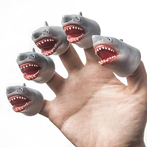 Shark Finger Puppet Set, Ocean Animal Puppet Show Theater Props, Novelty Toys Weird Stuff Gifts, 5 PCS