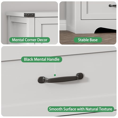 Image of Dresser for Bedroom with 7 Drawers, 48 inch Wide Modern Chest of Drawers with Deep Drawers & Mental Handle, Wood Dresser TV Stand, Wooden Closet Storage Organizer for Living Room, Hallway, Entryway, White