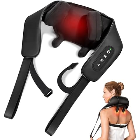 KNQZE Neck Massager for Neck Pain Relief, 4D Deep Kneading Massagers with 6 Massage Nodes, Cordless Shiatsu Neck and Shoulder Massage Pillow with Heat for Neck, Traps, Back & Leg, Gifts for Women Men Cover