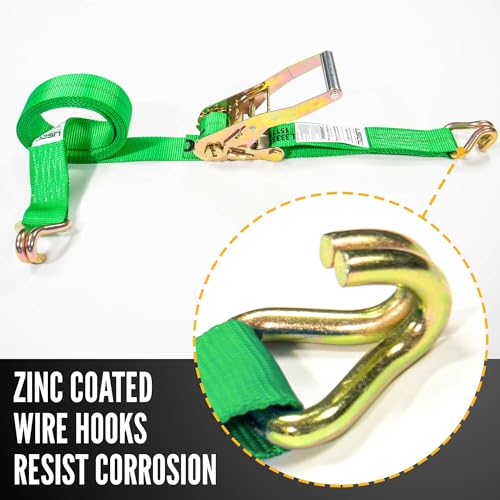 Ratchet Strap 2"x18 Ft – Green J Hook 10000 Lbs view 2