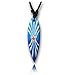 Produktbild Chic-Net Surferkette Baumwolle Holz Surfbrett Halskette verstellbar handbemalt Kette | Tribal Wellen Stern Hibiskus Blüten | handgeschnitzt Beach Strand Damen Herren Hals Schmuck Stern