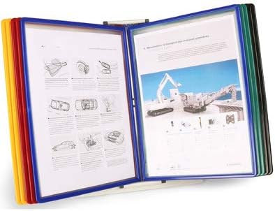 Tarifold Desktop Reference and Display System with 10 Easy-Load Letter-Size Pockets - Assorted Colors (EZD791)