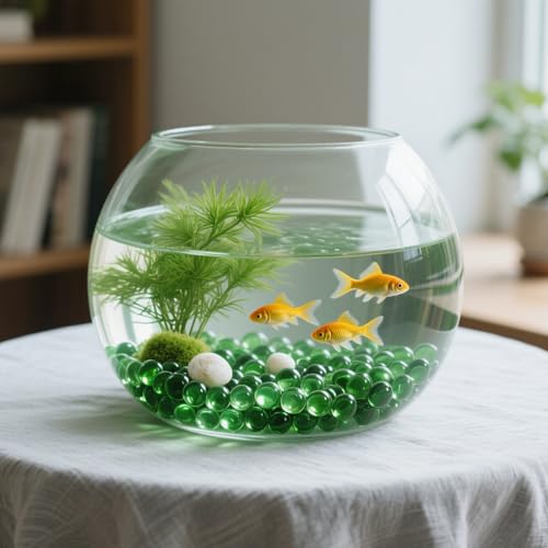 ginojex 435g (160Psc) Glasperlen Vasenfüller Aquarium Kies Dekor Flaches Glas Marmor Edelsteine Kieselsteine Fischtank Steine Home Dekorative Kunsthandwerk - Grün