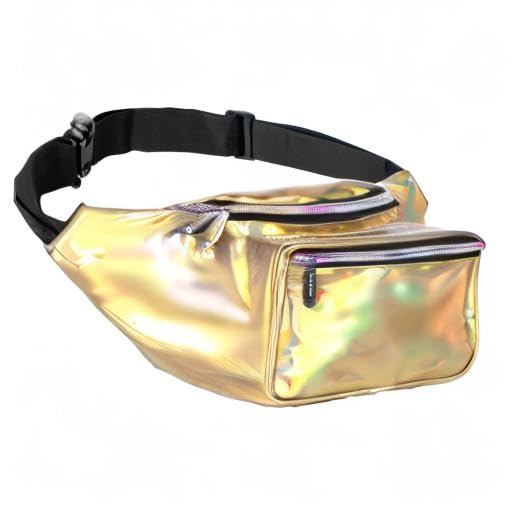 Image of Sojourner Holographic Rave Fanny Pack - Packs for Festival Women, Men | Cute Fashion Waist Bag Belt Bags (Gold)