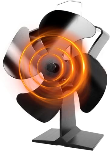 TOMERSUN Ventilador de estufa de 4 aspas, alimentado por calor, quemador de leña/quemador de troncos, ventilador ecológico de circulación de calor para leña/quemador de troncos/chimenea