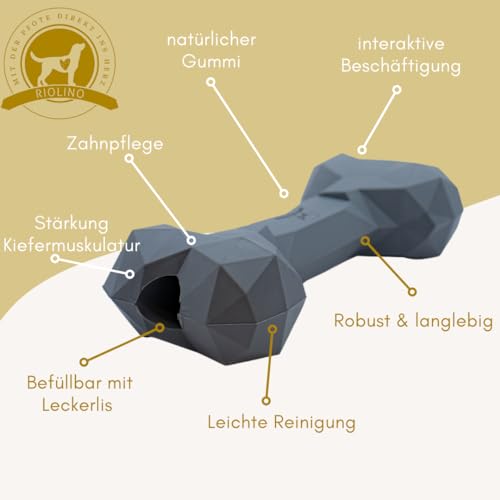 Kauspielzeug für Hunde Kauknochen robust & langlebig: Hundespielzeug gegen Langeweile aus Naturkautschuk für aggressives kauen - befüllbar, robust & gut für die Zahnpflege | Farbe: Hot Pink, Größe: M
