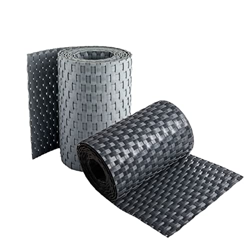 Lot de 2 bandes brise-vue en polyrotin - 255 cm x 19 cm - Combinaison de couleurs 1 fois gris et 1 anthracite - Brise-vue pour clôture - Aspect tressé - Avec 2 clips de fixation