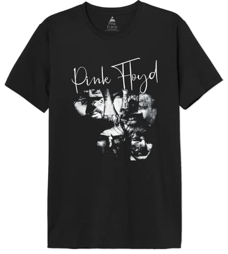 cotton division Legend Icon Officiel Pink Floyd imprimé T-Shirt pour Homme Col Ras du Cou Manches Courtes Coton Coupe régulière,Poster Face Collage_Noir,M