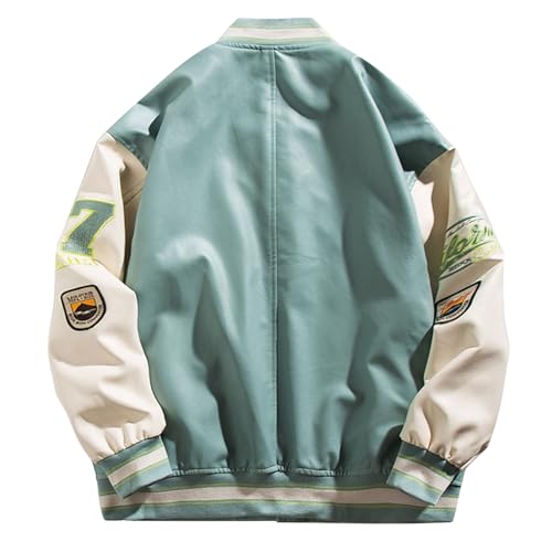 Blouson bomber vintage avec patchwork de style université et coupe oversize unisexe - 6