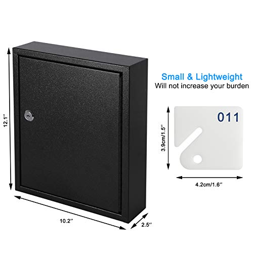 Kyodoled Key Storage Lock Box With Key,Locking Key Cabinet,60 Key Management Wall Mount With Key Lock,Key Hooks & Tags Key Labels,(Black,60 Key) #TOP2