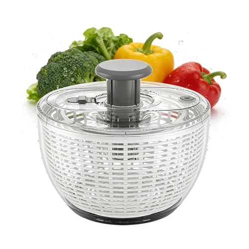 Salad Spinner 6L Large 2 in 1 Vegetable Dryer Spinner & Spinning Colander for Washing Greens Kitchen Must Haves ناشفة خضار مجفف خضار جهاز تجفيف الخضار والفواكه
