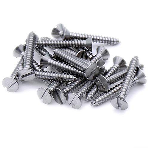 No.8 x 0.75 (4.2mm x 19mm) Slot Countersunk Self-Tapping Screw - Stainless Steel (A2) (Pack of 20)