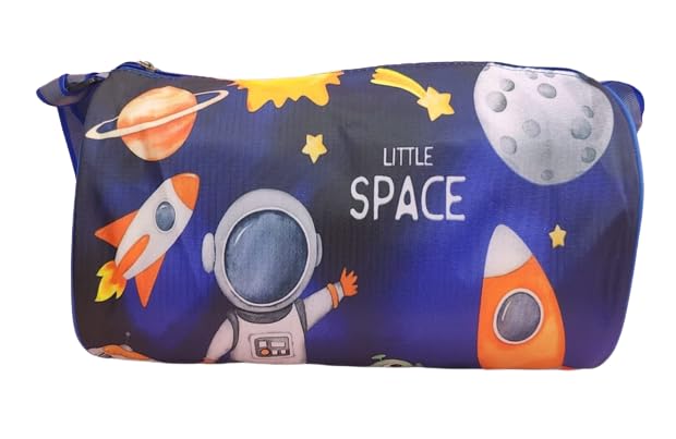 kids duffle bag, blue, 11.81" x 7.87" x 7.87", space theme, stylish & trandy, swimming, dance, return gifts