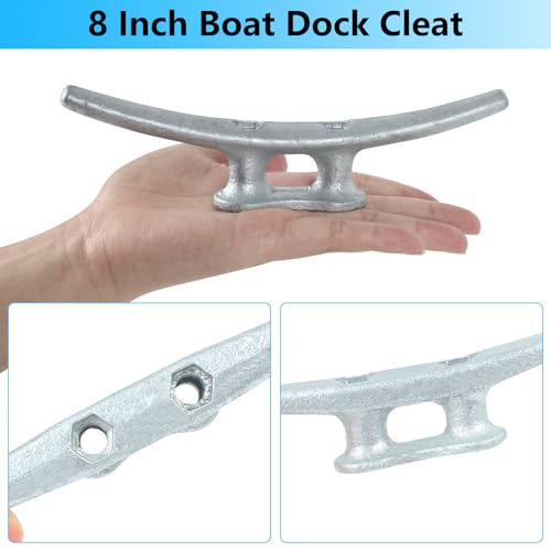 BALAVA Boat Cleats 8 Inch,Hot Dip Galvanized Cast Iron Dock Cleats, Rope Cleats, Boat Dock Cleats for Marine Deck Nautical Decor Piers for Tying up Boats,Hardware Not Included(4Pack) - Thumbnail 5