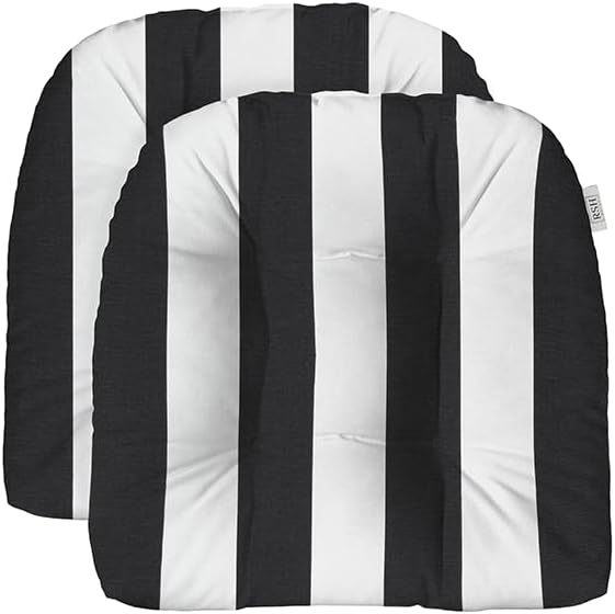 RSH DECOR Juego de 2 cojines de asiento de mimbre en forma de U 19 x 19 pulgadas Tela hilada para todo tipo de clima Resistente al agua Cojines