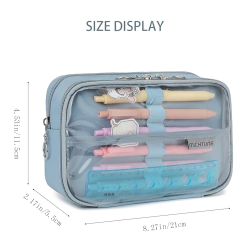 Image of Pencil Case, Large Capacity Zipper Pencil Pouch, Multi- Slot Pen Bag, Transparent Makeup Bag, Portable Office Stationery Pencil Bag.