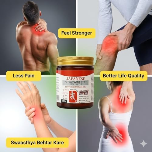 Image of Instant Pain Relief Gel for Back, Neck, Knee & Muscle Pain Relief | Fast Acting Massage Gel with Mugwort Oil, Camphor & Lactic Acid | Soothing Joint, Arthritis Body Pain Relief Cream (100g. X 3 pack)