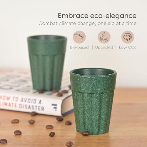 Image of Set of 6 Eco-Friendly Cutting Chai Cups | 100ml Reusable Coffee & Tea Cups | Rice Husk & Bamboo Fiber | Microwave & Dishwasher Safe | Lightweight & Durable | Hot & Cold Beverages (Fern Color)