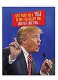 Large Funny President 'Trump Build A Yuge Cake' Happy Birthday Card 8.5 x 11 Inch - Hilarious B-Day Wishes for Democrats, Republicans - Political Congrats Greeting Cards with Envelope - J4239BDGC