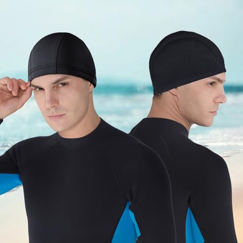 Image of DEHAI Neoprene Diving Hood Wetsuit Swimming Caps for Womens Mens Youth, 2mm 3mm Thermal Water Beanie Hat Keep Long Hair Dry for Curly Locs Braids