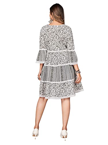 Image of Vbuyz Women's Printed Flared Cotton Stitched Dress