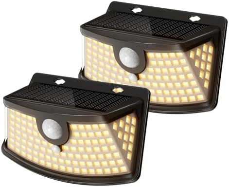Aootek Solar Motion Sensor Lights Outdoor 120 LEDs, Black, 2 Pack
