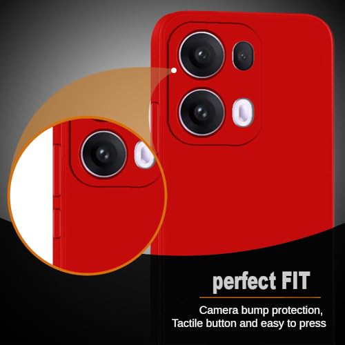 Image of Back Cover for Oppo Reno13 Pro 5G | Full Camera Protection | Premium Liquid Silicon Case | Flexible Bumper Case for Oppo Reno13 Pro 5G (Red)