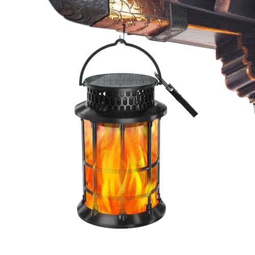 Solar Flame Lantern Outdoor | Verbesserte flackernde Flammen hängende Solarleuchten mit realistischer flackernder Flamme LED für Gartenporchweg Hinterhof Tree Terrasse im Freien [Energy Class A +++]
