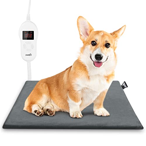Pecute Tapis Chauffant Chien Chat Economie d'Energie, Coussin Chauffant Chien, 5 Réglages de Température, Anti-mordant, 100% Imperméable, avec Régulateur et 2 Housse (M 50 * 40cm)