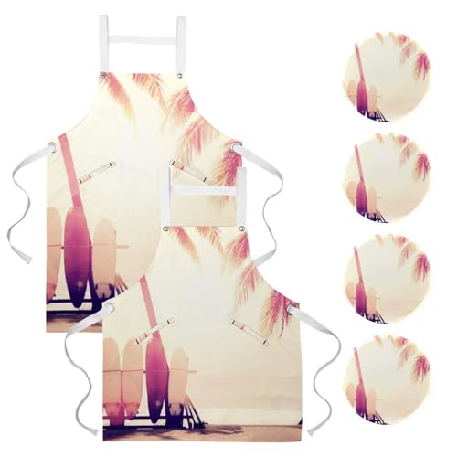 Tablier de cuisine pour pâtisserie et nettoyage au motif de planche de surf