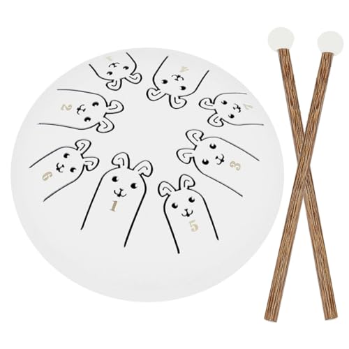HANABASS 1 Set Zodiac Steel Tongue Drum Decorative Percussion Instrument for Beginners Sturdy with Crisp Sound for Meditation and Music Lovers Rabbit